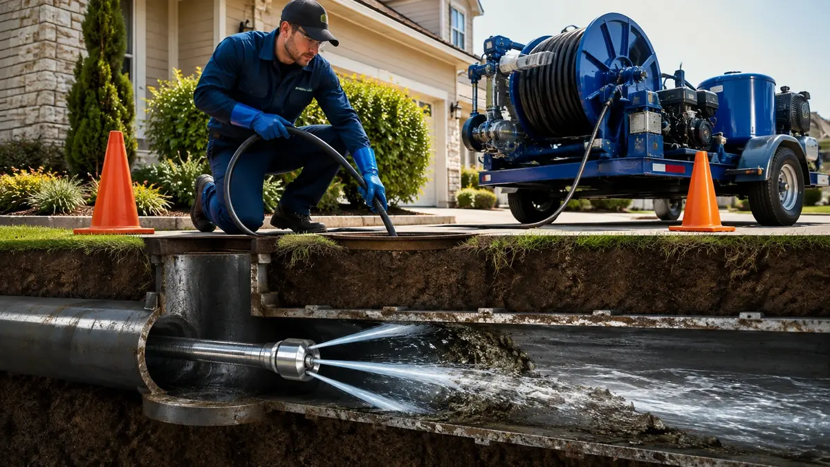 Main Sewer Line Hydro Jet Cleaning in Rimforest