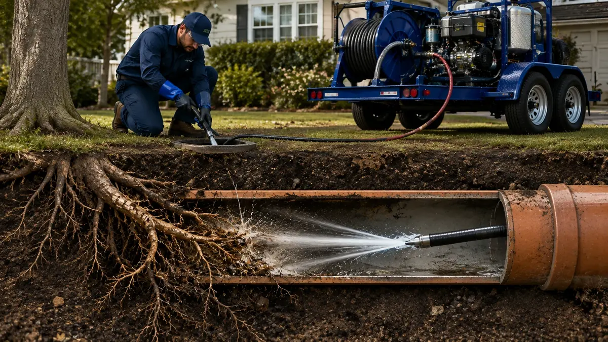 Tree Root Removal with Hydro Jetting in Rimforest
